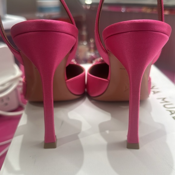 Amina muaddi 105 mm sling back satin pumps - Picture 3 of 6